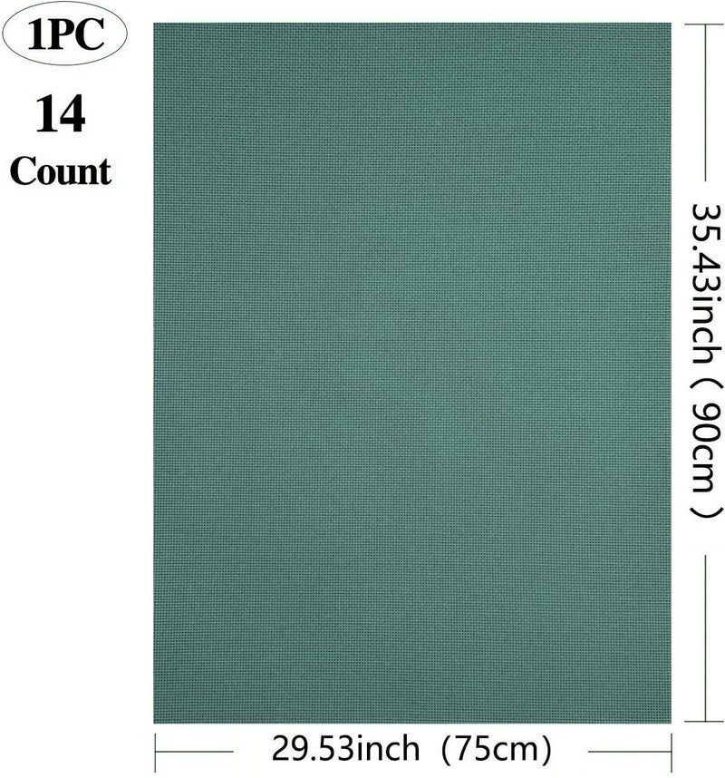 Zhenqing 14CT Aida Cloth - 30x35 Inch Cross Stitch Fabric for Embroidery, Pre-Cut Needlework Material, Acid-Free, Durable Weave(Dark Green) - Image 2